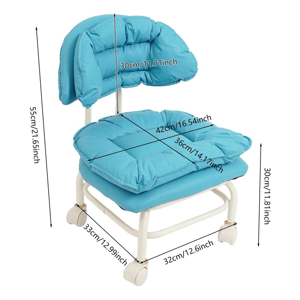 Rolling Stool with Back Rest, Heavy Duty Rolling Stool, Blue Roller Chair