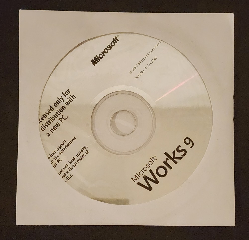 Microsoft Works 9 Installation CD - Dell - New Sealed