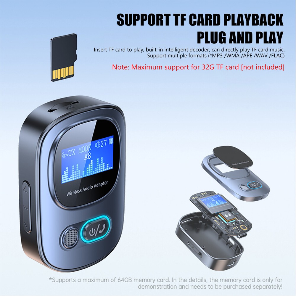 Bluetooth 5.3 Transmitter Receiver Wireless Adapter For Home Car Stereo Speakers