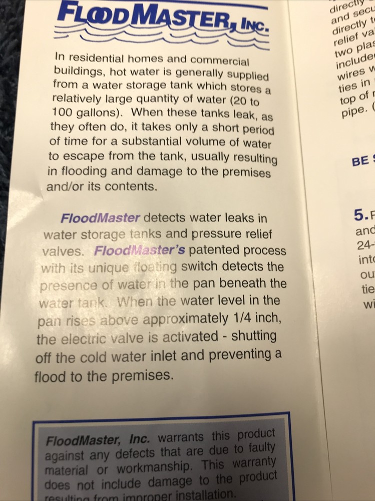 Flood Master Water Shutoff Valve