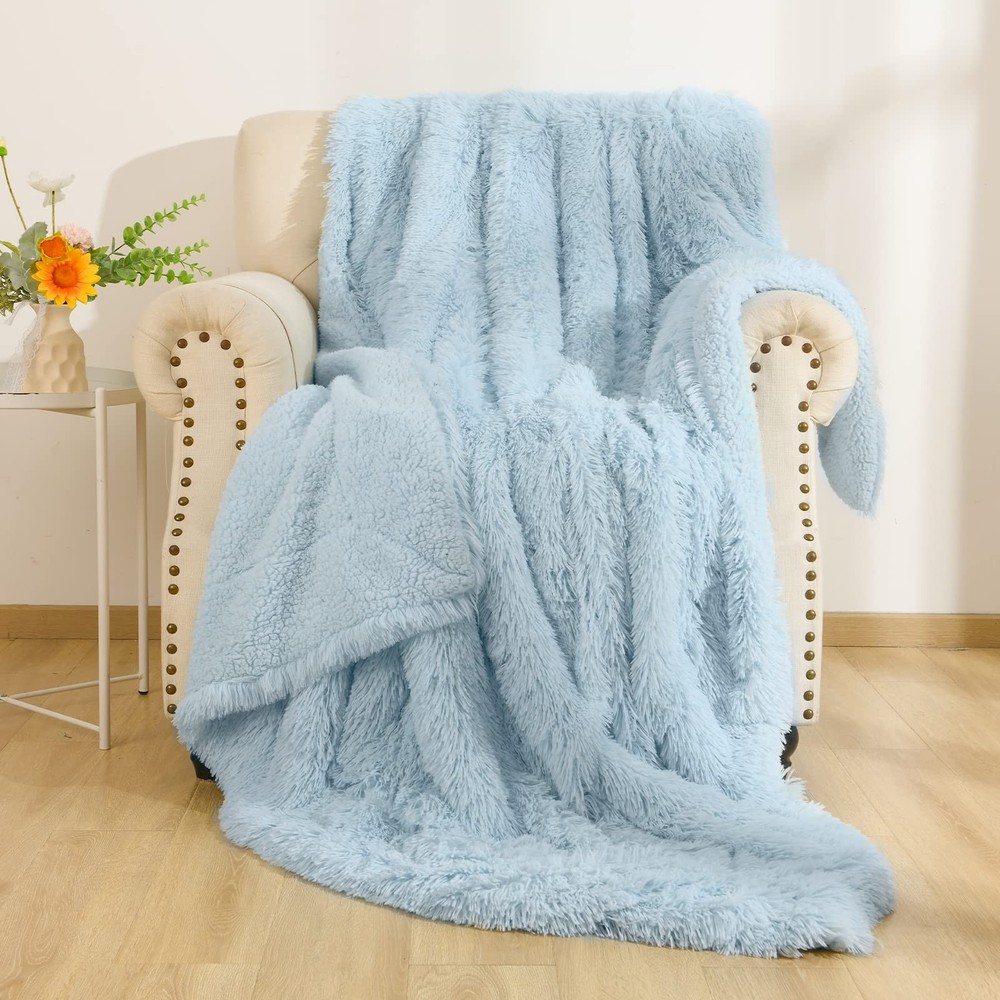 BENRON Light Blue Throw Blankets, Super Soft - 50x60", Bubbie