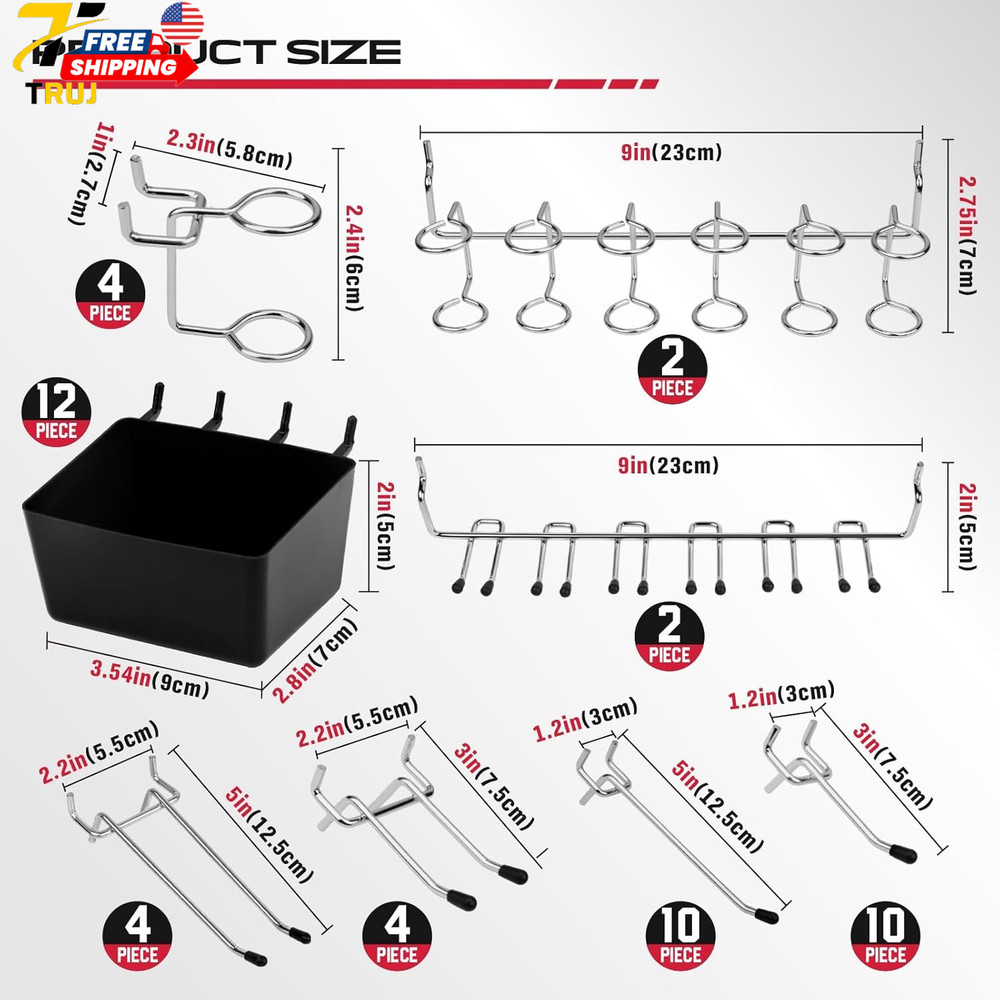 Pegboard Organizer Peg Board Hooks 300 Piece Hooks for Black Tool Organization
