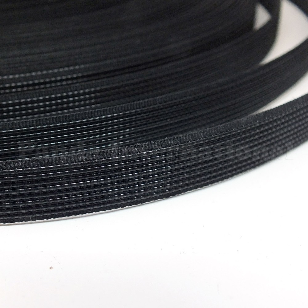 Uncovered Polyester Boning Black 50 yards, ~1/2 inch width for flexible support
