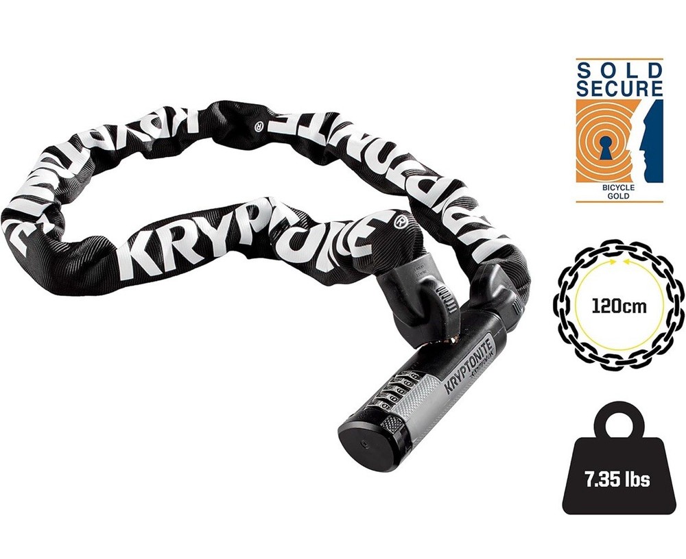 Kryptonite Kryptolok 912 9.5mm Combo Chain Bicycle Lock , Black