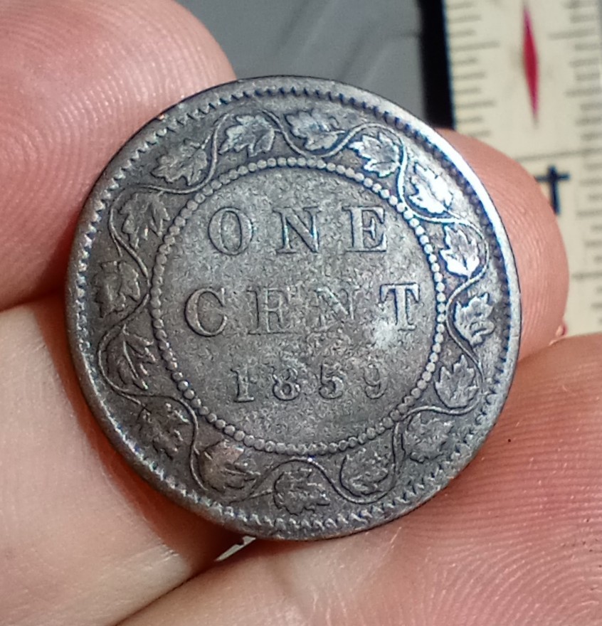 Canada One Cent 1859 coin. Circulated.