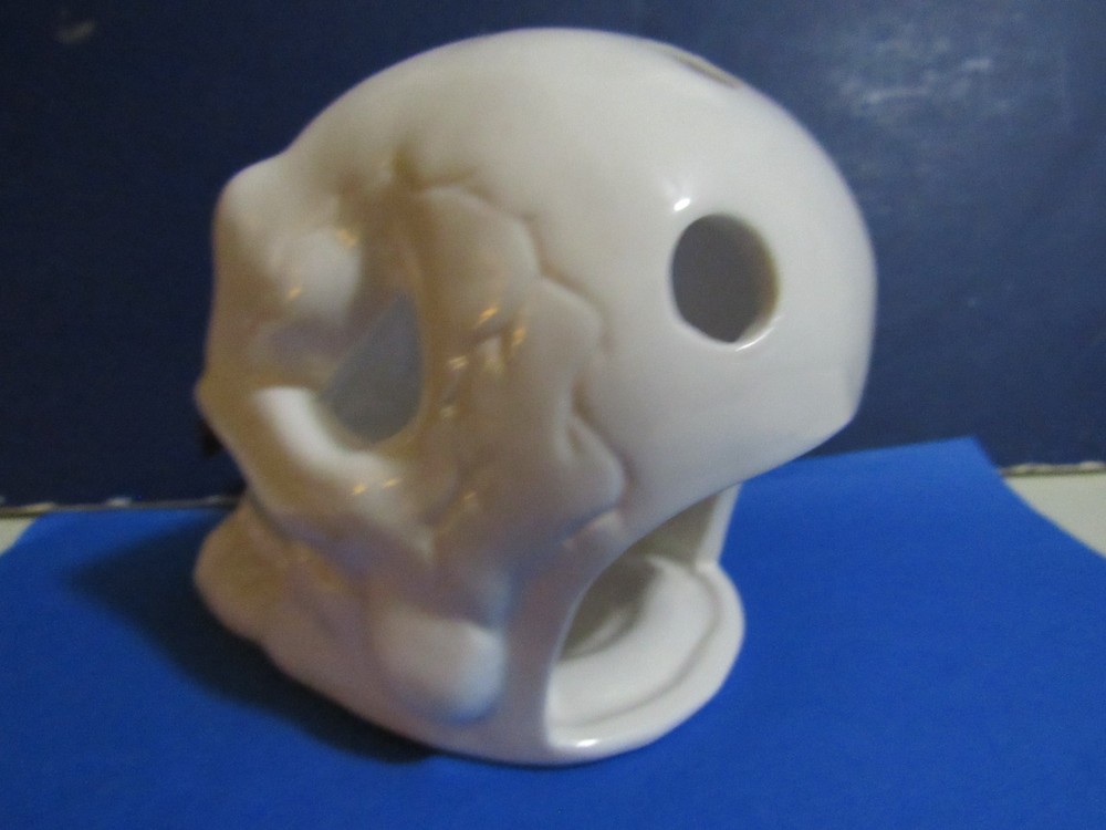 Skull with rose tea light candle holder ceramic