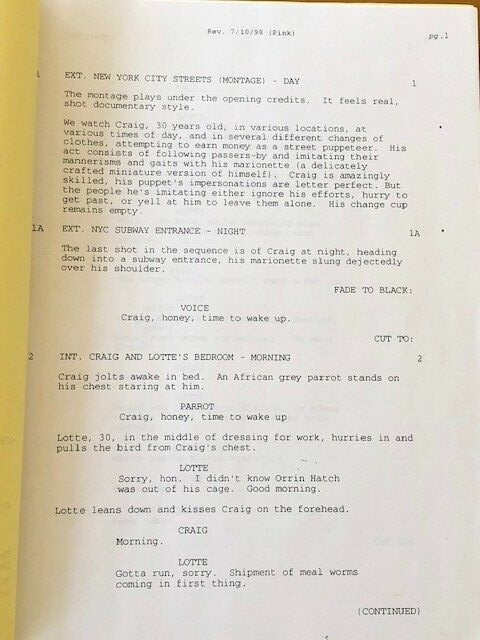 BEING JOHN MALKOVICH Original Script - Numbered. #45 of 60.
