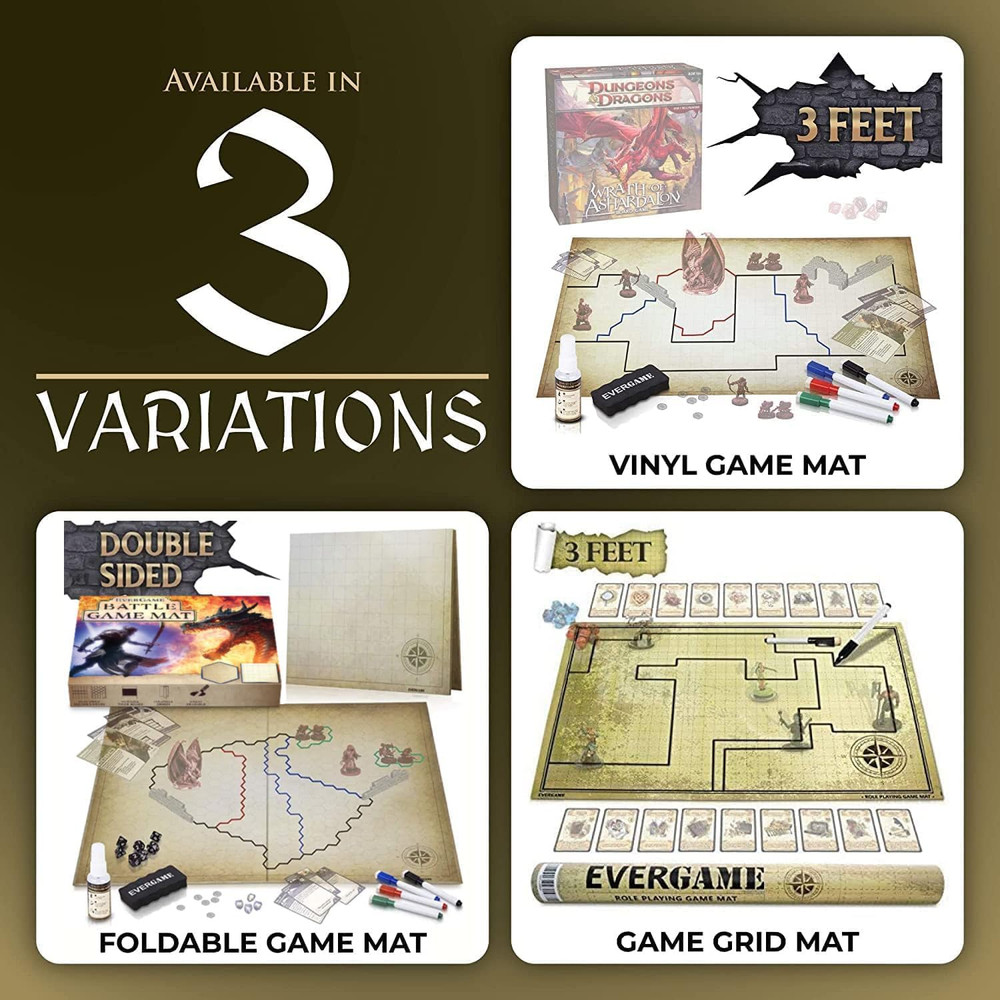 Dungeons & Dragons Game Mat - 23X27 - Ultimate DND Board Game Map W/Dice Set - D