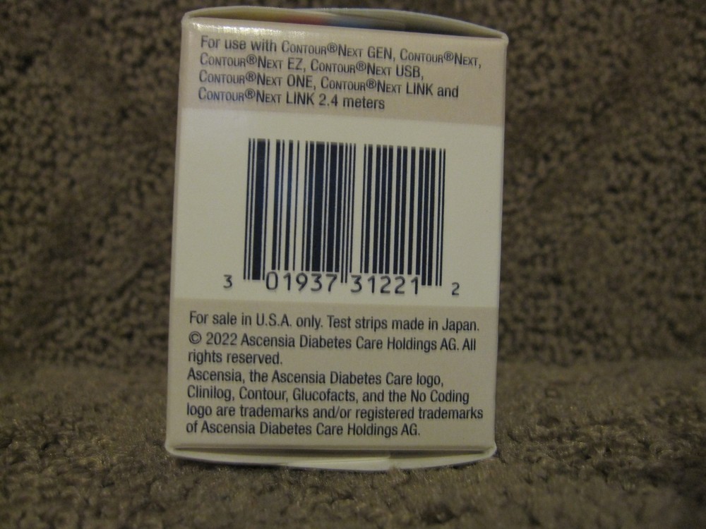 Contour Next Blood Glucose 100 Test Strips 7312 Exp 2026-07-31 NO Coding