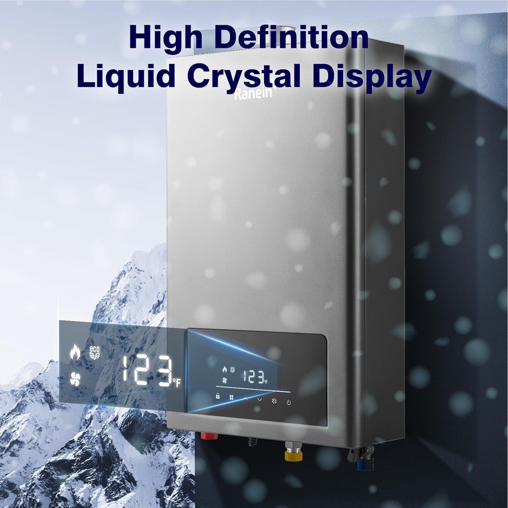 Ranein Tankless Natural Gas Water Heater, 80,000 BTU, 3.6 GPM