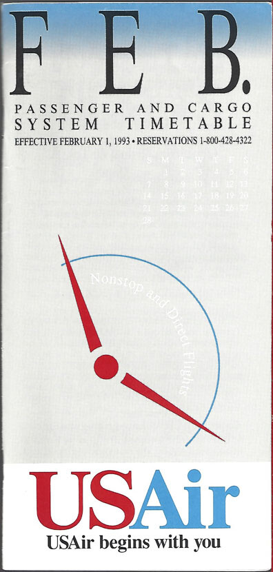 USAir system timetable 2/1/93 [308US] Buy 4+ save 25%