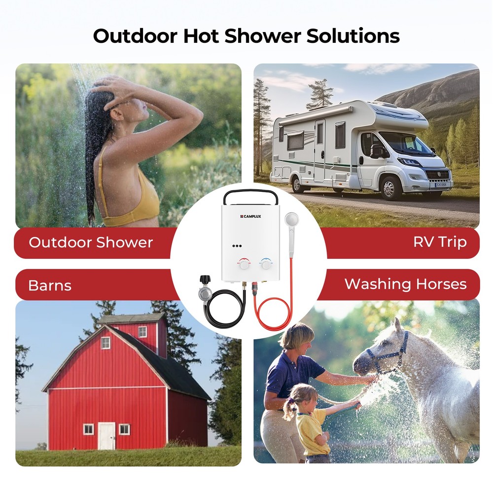 1.32 GPM Tankless Water Heater Portable Propane Outdoor Camping Shower OPEN BOX