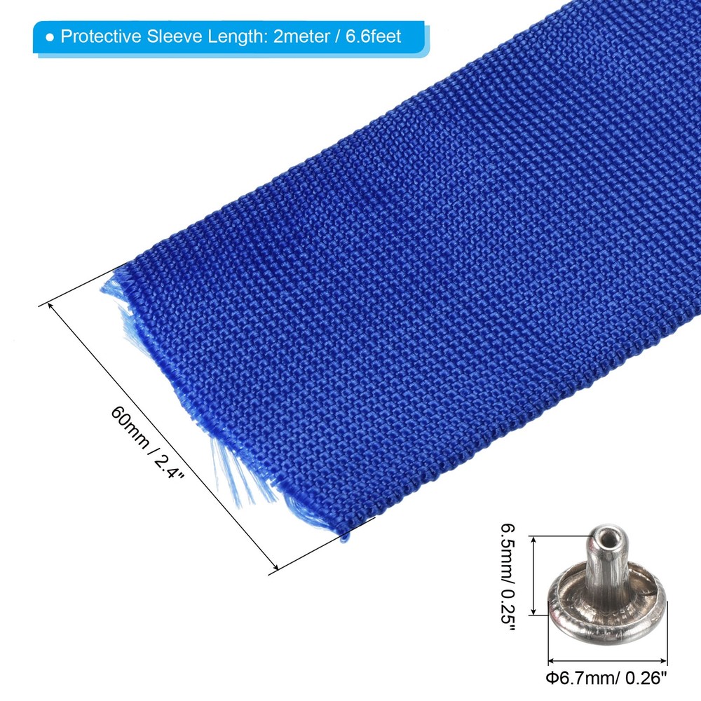 6.6Ft*60mm Polyester Rope Protector Cable Cover Rope Protective Sleeve Blue