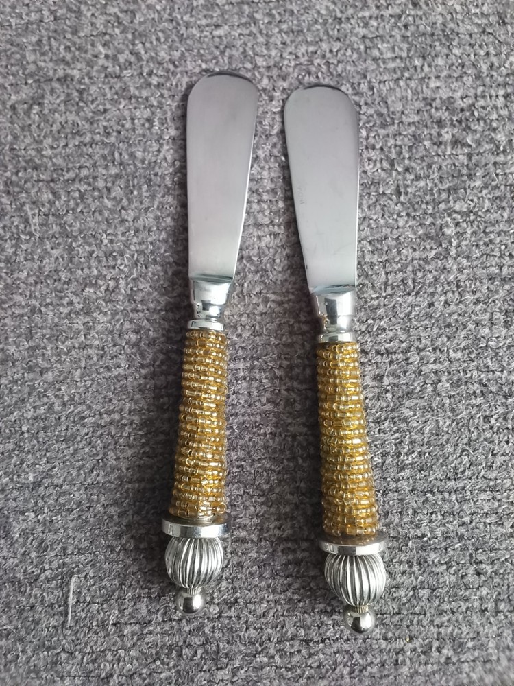 Pottery Barn Gold Beaded Butter/Jam Spreader Knife