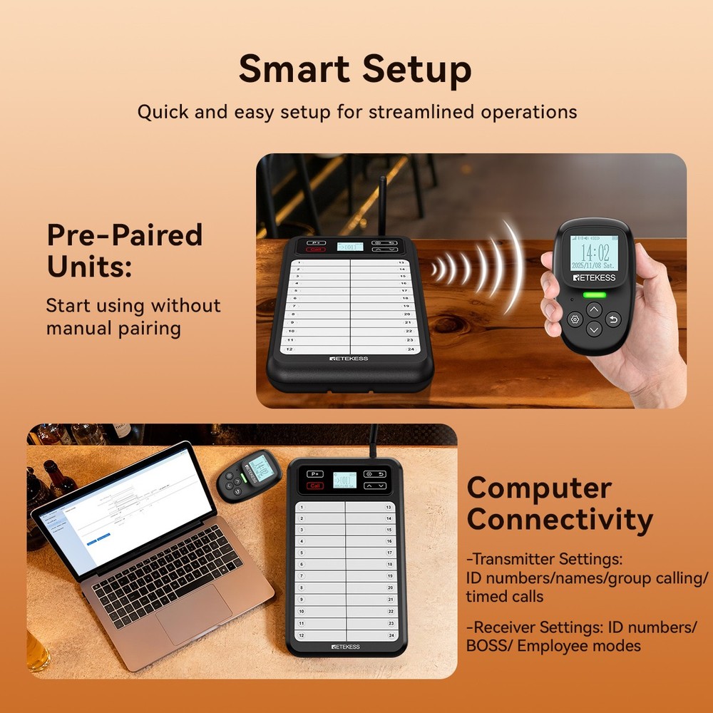 TD037 TD114 Kitchen Transmitter Pager,Server Transmitter,for Commercial Kitchens