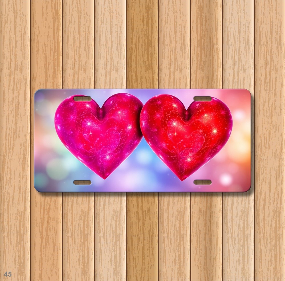 Beautiful Hearts License Plate Add Text Auto Tag Special Gift
