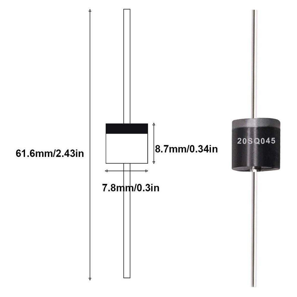 Tnisesm 20 Pcs 20SQ045 20A 45V Schottky Blocking Diode, Rectifiers