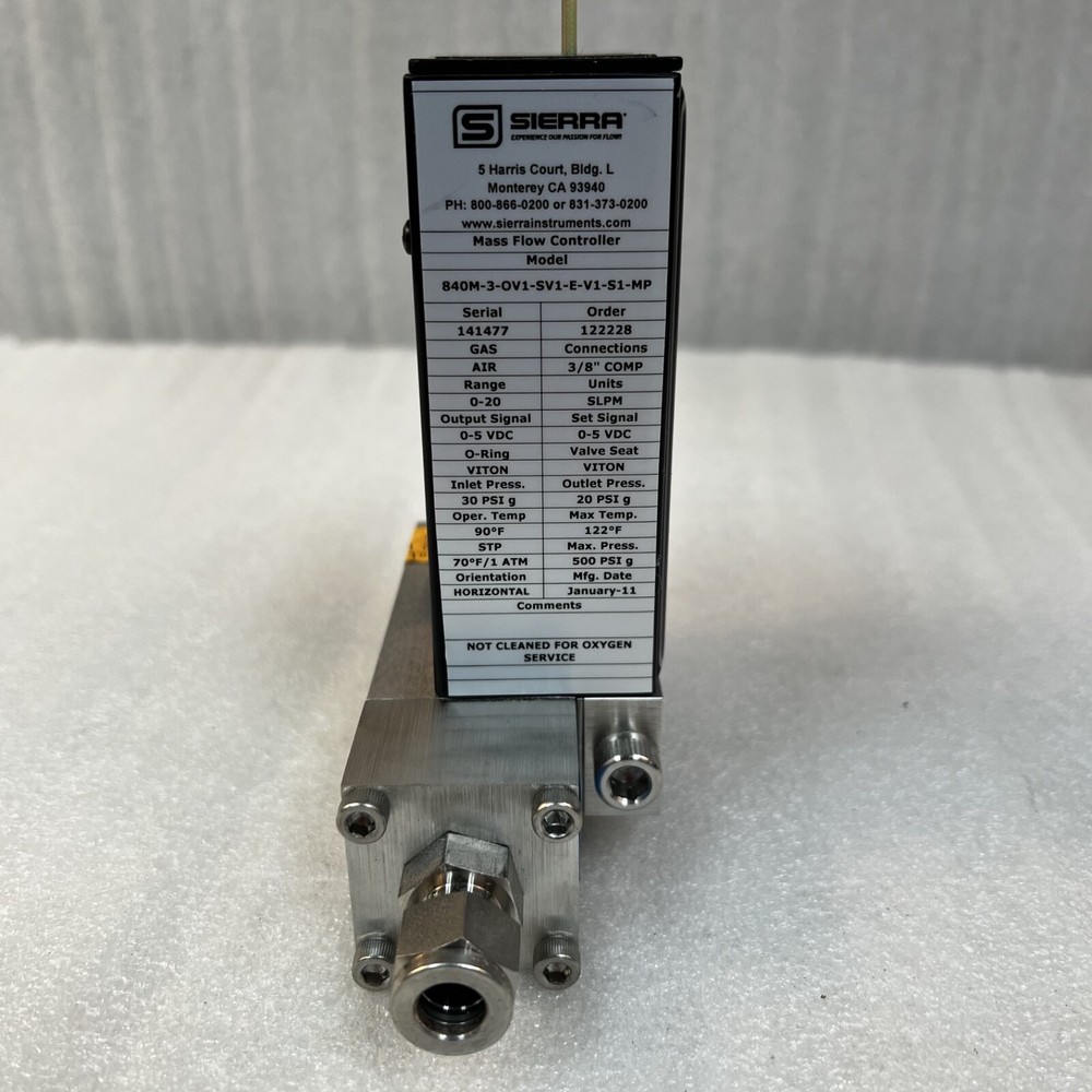 Sierra Instruments Side-Trak 840-L2-E-S1 Mass Flow Controller – 0-10 SLPM Air