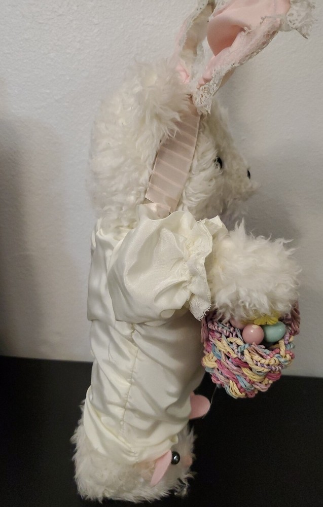 Spring Bear by Brinton 1995 Easter Bunny Self Standing White Scruffy Rabbit Bear