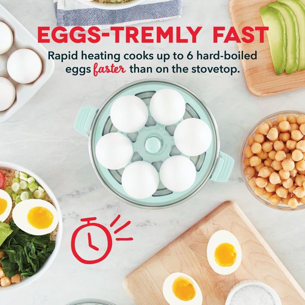 Dash Rapid Egg Cooker 6 Egg Capacity Electric Hard Boiled Pouched Scrambled AQUA