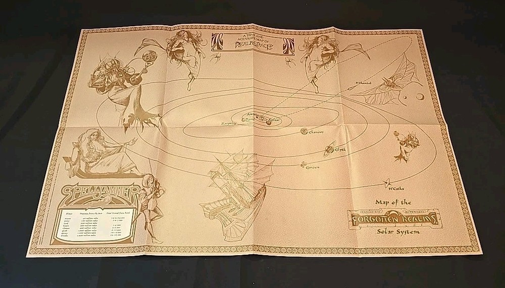 VTG 1991 Dungeons & Dragons 2nd Edition Spelljammer Realmspace Game Book & Map