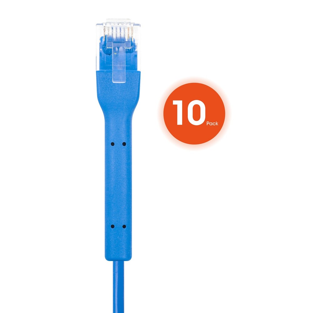 CAT-6 U/UTP FlexiBoot Slim Network Patch Cable, 10 Pack, 3 ft