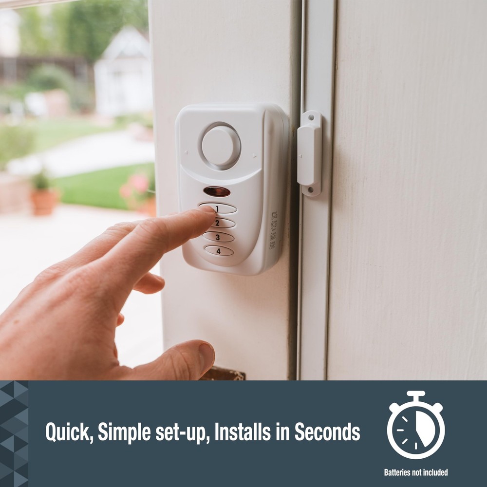 Sabre Elite Wireless Door Alarm with Exit/Entry Delay Mode, Home Mode & White