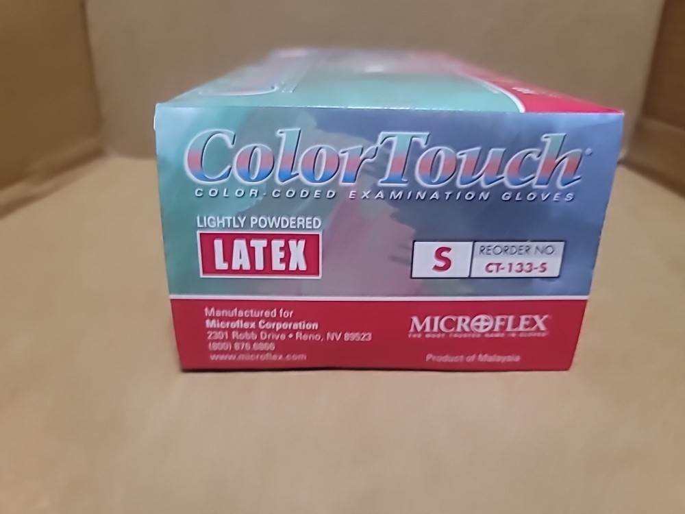 Microflex ColorTouch Color-Coded Examination Gloves -Latex - 100 Gloves - Small