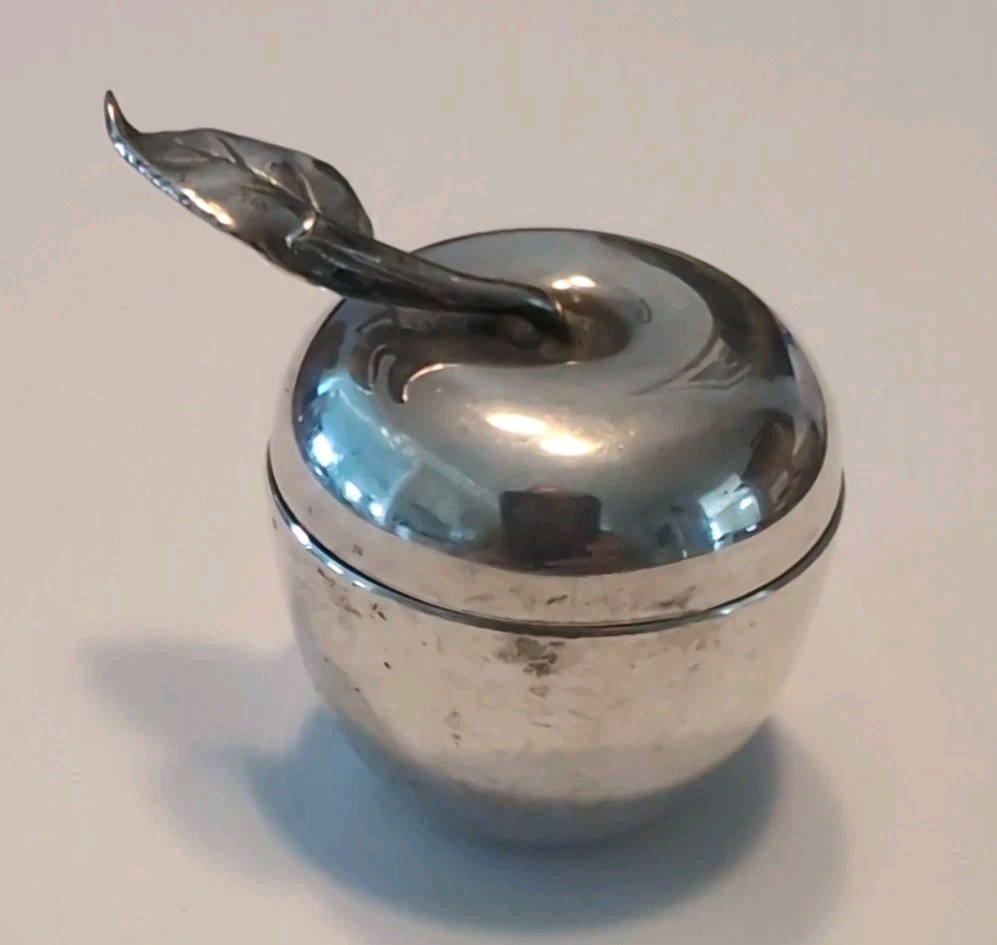 TIFFANY & CO. Sterling Silver Apple Pill Trinket Box