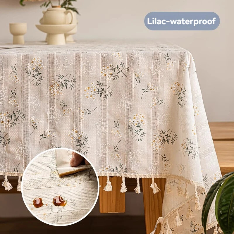 Washable Cotton and Linen Dining Room Table Mat, Rectangular Coffee Table Cloth