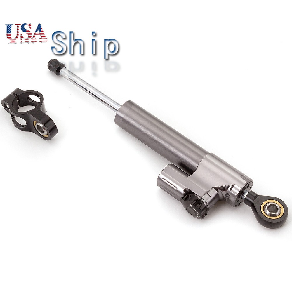 CNC Universal Motorcycles Steering Stabilizer Damper Linear Control Safety Grey