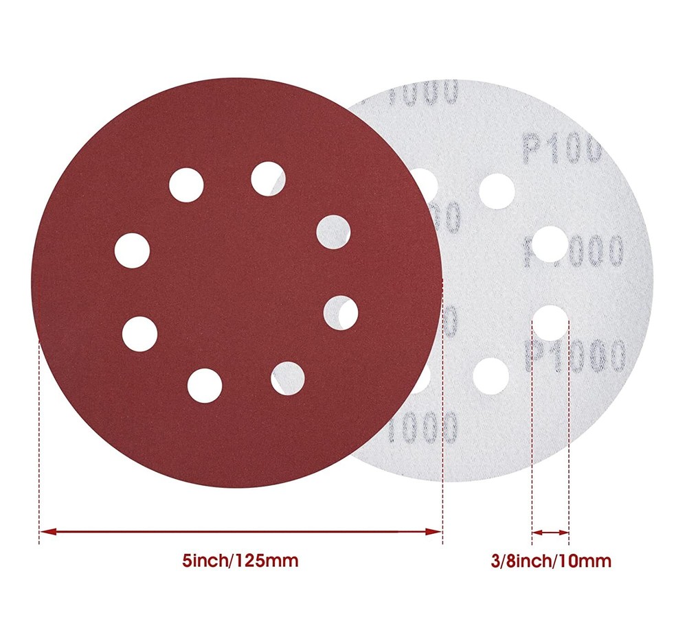 30PCS 800-2000 Grit Sanding Discs 5 in 8-Hole Hook Loop Orbital Sander Paper Pad