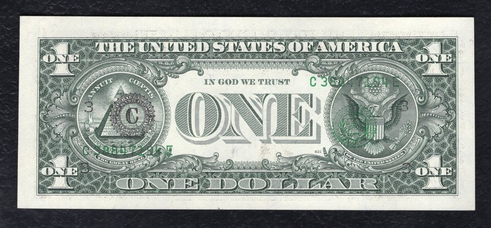 1995 $1 FRN FEDERAL RESERVE NOTE “OVERPRINT ON BACK ERROR” GEM UNCIRCULATED