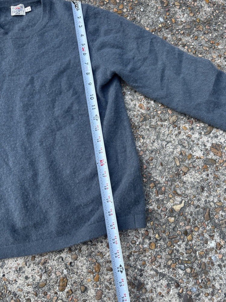 Faherty Sweater Mens Medium Gray 100% Cashmere Pullover Solid