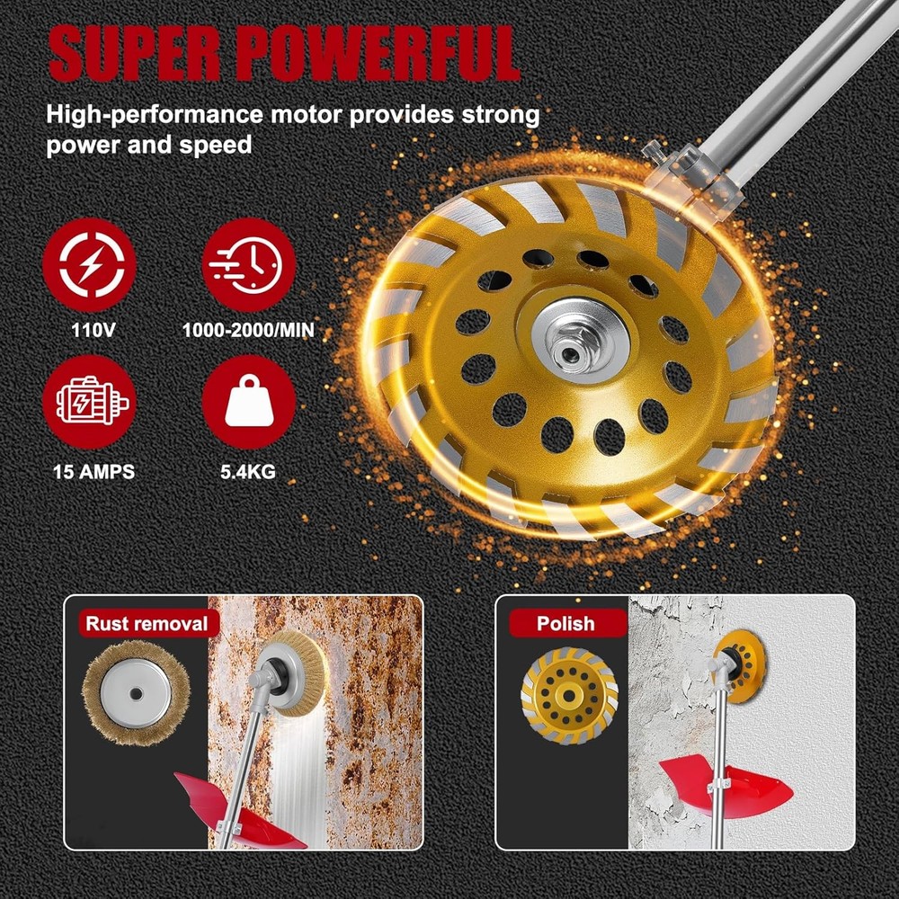Electric Multifunctional Concrete Grinder & Burnishing Machine 6 Speed Adjustabl