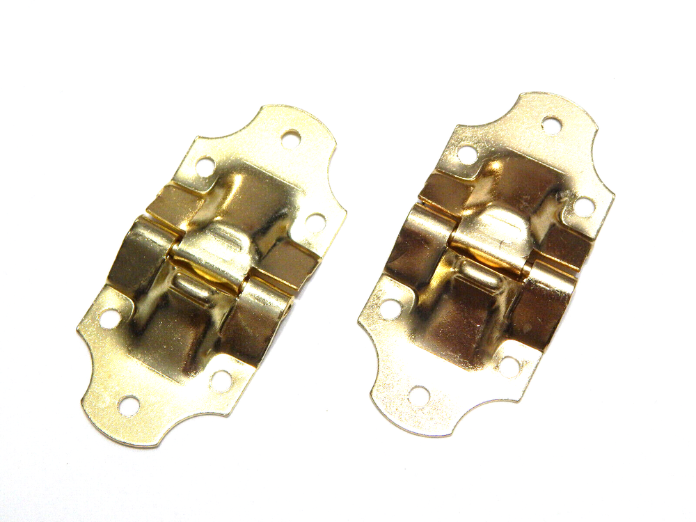 Antique Trunk Hinge With Built in Stop Brass Plated Pair