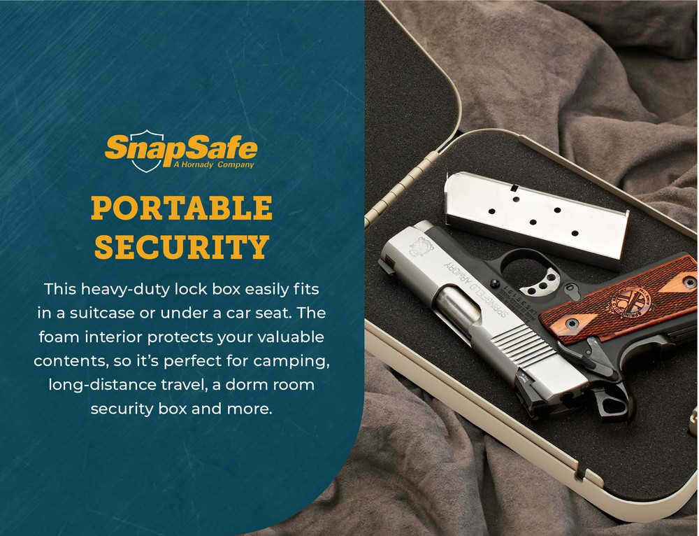SnapSafe Portable Lock Box, Include 2 Keys, Security Cable- 9.5"x 6.5"x 1.75""