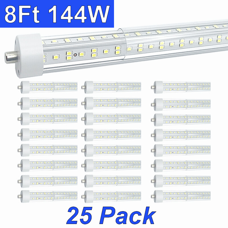 25 Pack T8 8FT Led Tube Light Bulbs FA8 Single Pin 144W 8 Foot Led Shop Lights