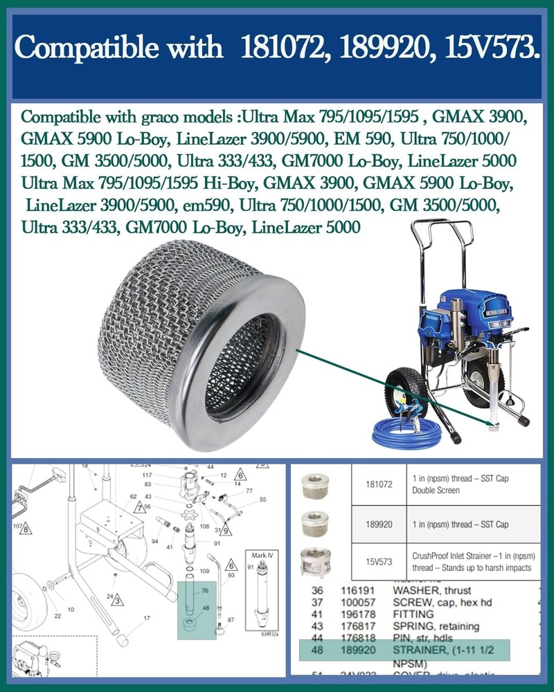 Inlet Strainer, Hose Strainer 181072 silver