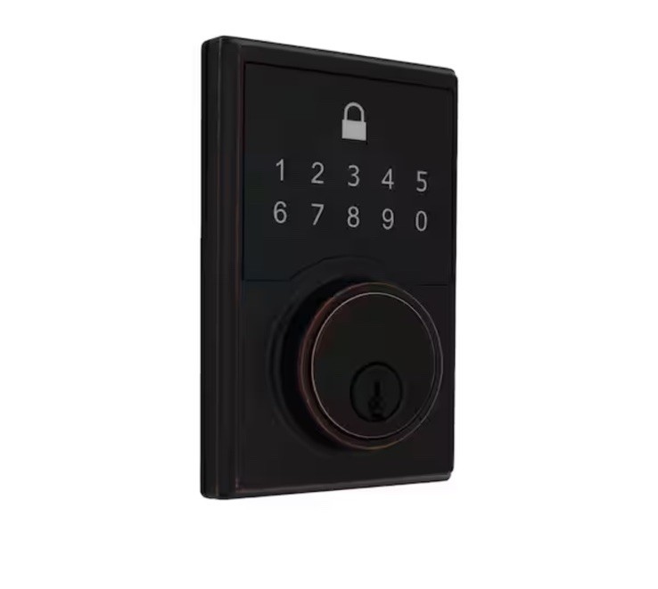 Square Aged Bronze Compact Touch Electronic Deadbolt