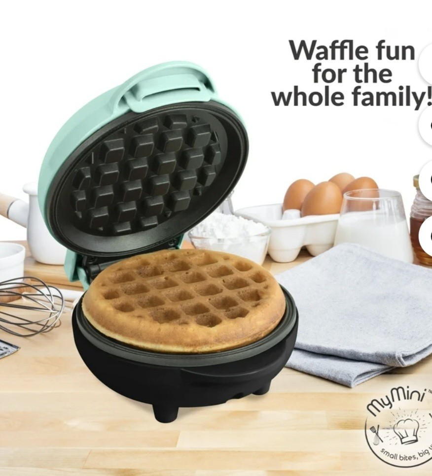 MyMini 4-Pack Mini Donut, Omelette, Grill & Waffle Maker Set Dual-Sided Cooking