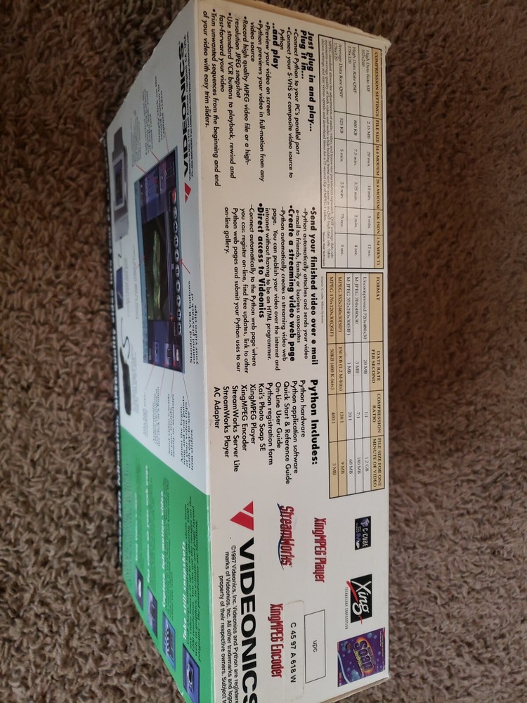 Vintage Gaming Videonics Python Video Capture Card w/ Free Software Complete