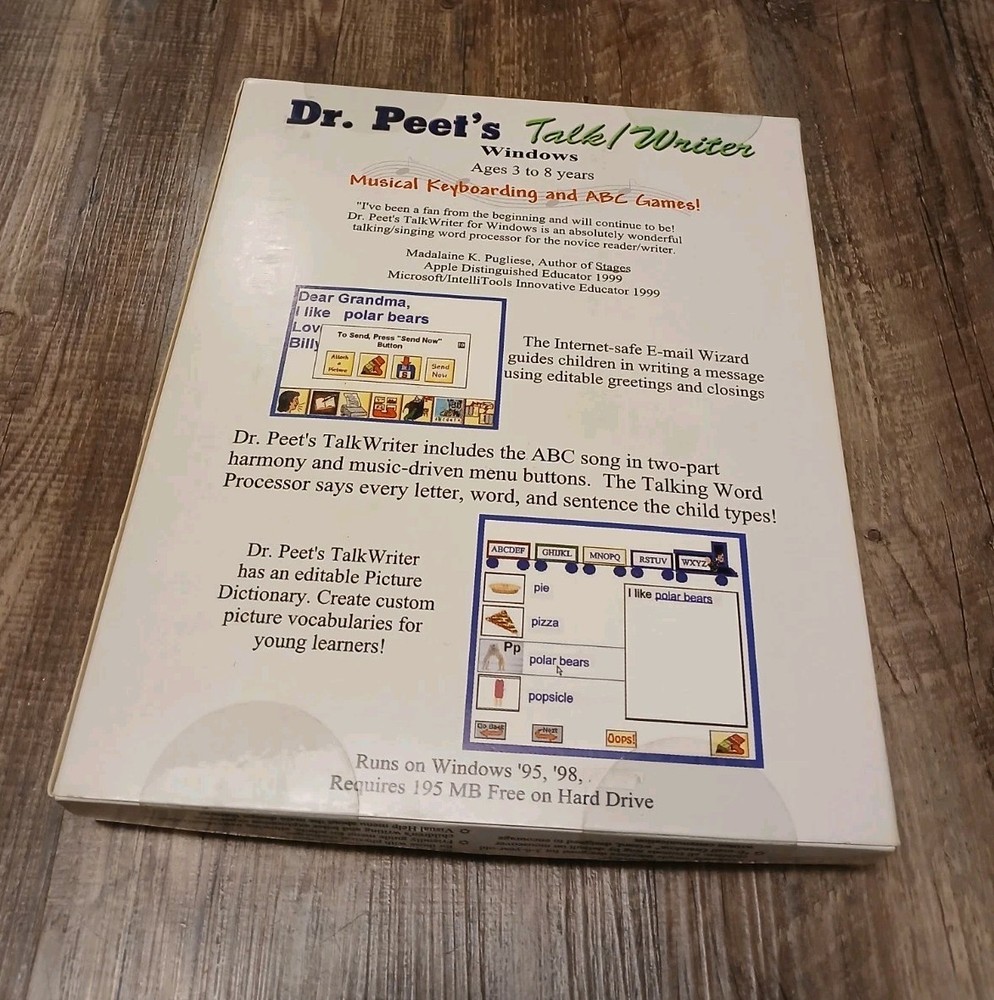 Dr. Peet's Talk Writer Software Vintage 1999 Text to Speech Computer PC Windows