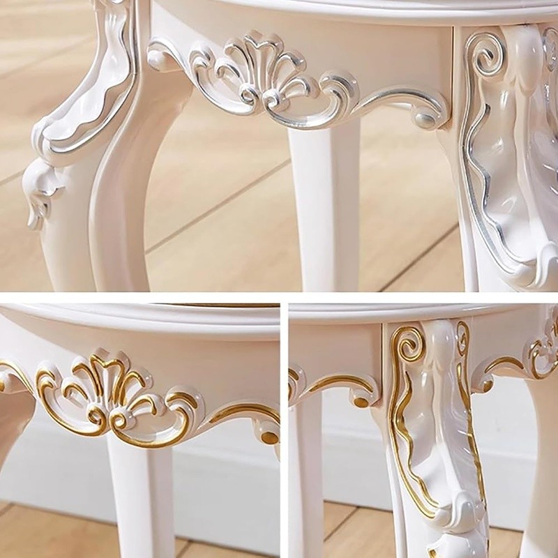 Vintage Makeup Vanity Stool Round Ottoman Bench Practical Elegant Chair New