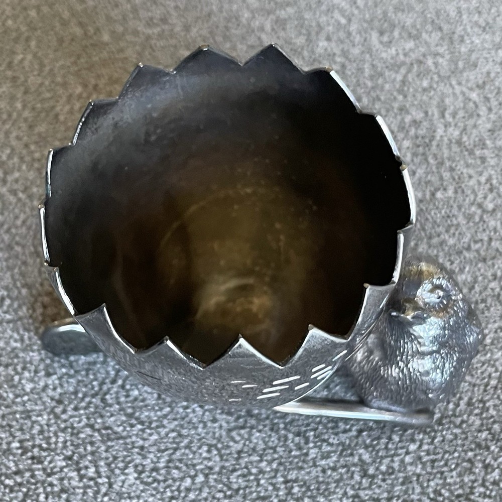 Chick Egg Wishbone Silverplated Toothpick Match Holder Hatched Victorian Easter