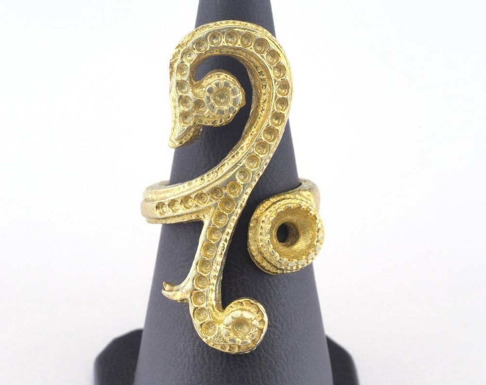 Ring Adjustable Ring Bezel - Raw brass (17mm 7US inner size - Adjustable ) 2852