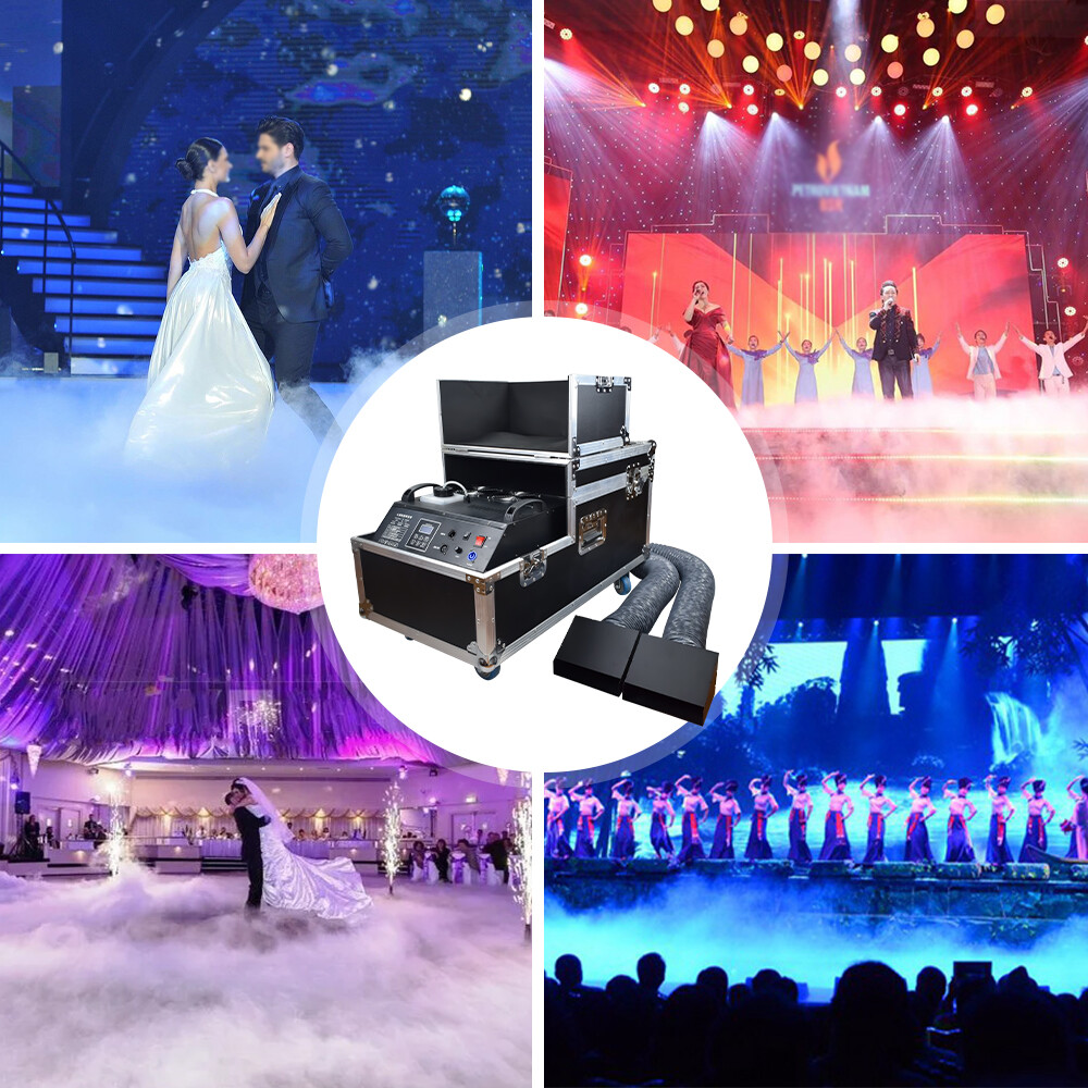 2 Head 3000W Low Lying Water Mist Fog Machine Sinking Smoke DMX Remote Control