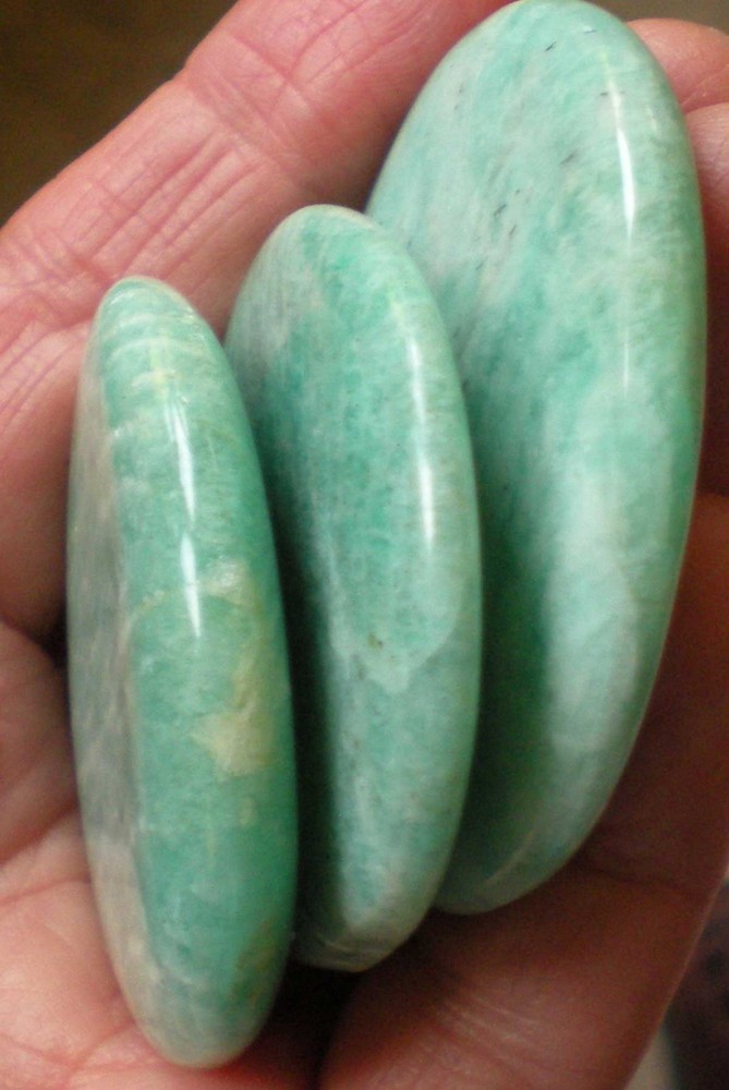 Amazonite - 3 Flat Palmstones sc921c