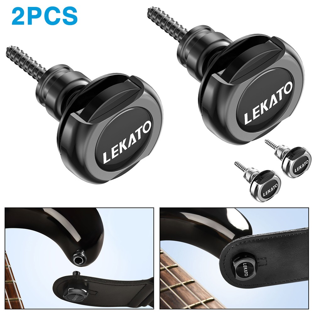 LEKATO Guitar Strap Button Lock Quick Release Security Anti-Rust Metal 2pcs