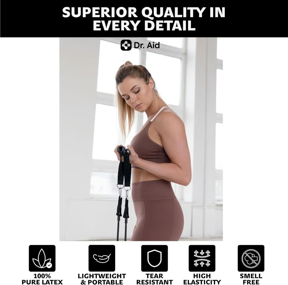 Resistance Band Set - 5 Stackable Exercise Bands with Handles